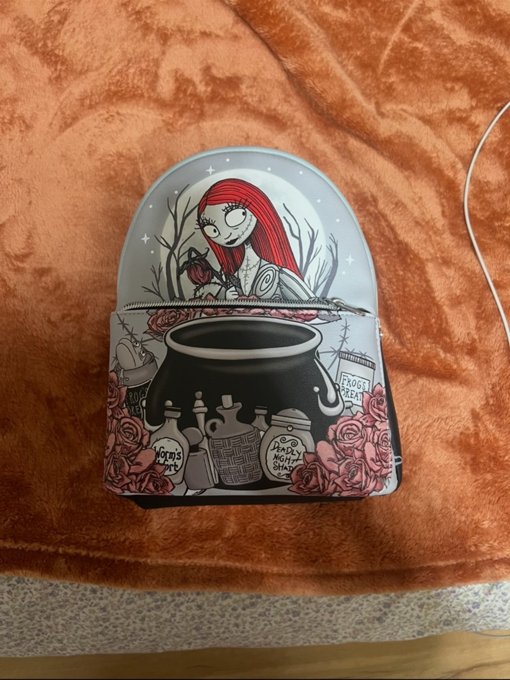 Hot Topic Red Black Gray Nightmare Before Christmas Sally Potion Mini Backpack